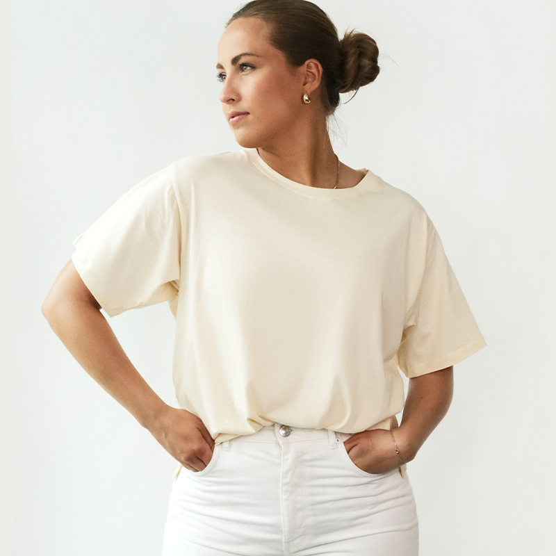 Oversized T-shirt ekologisk bomull och hemp, Ecru, hi-res