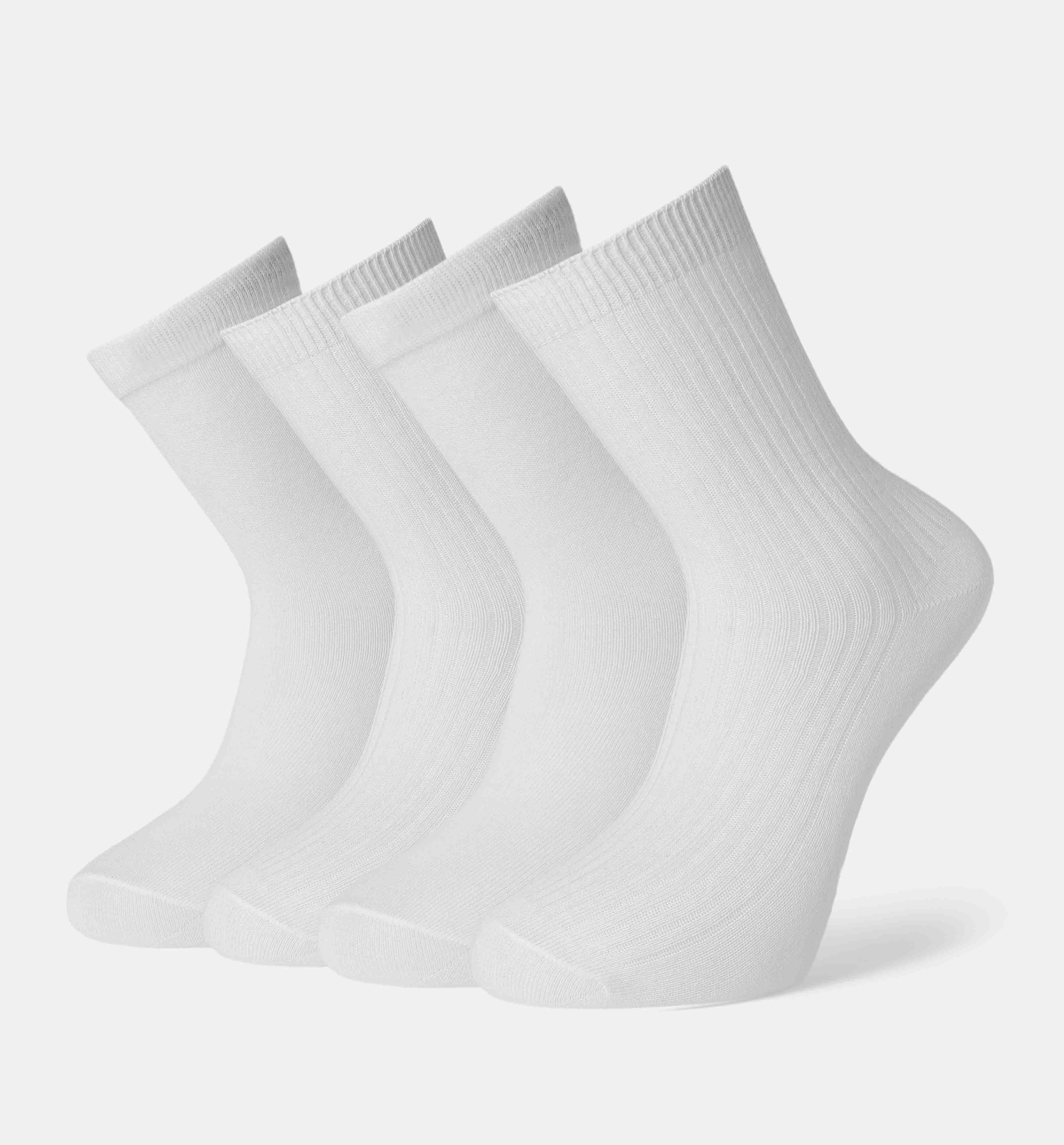 Strumpor bomull 4-pack, White Rib, hi-res