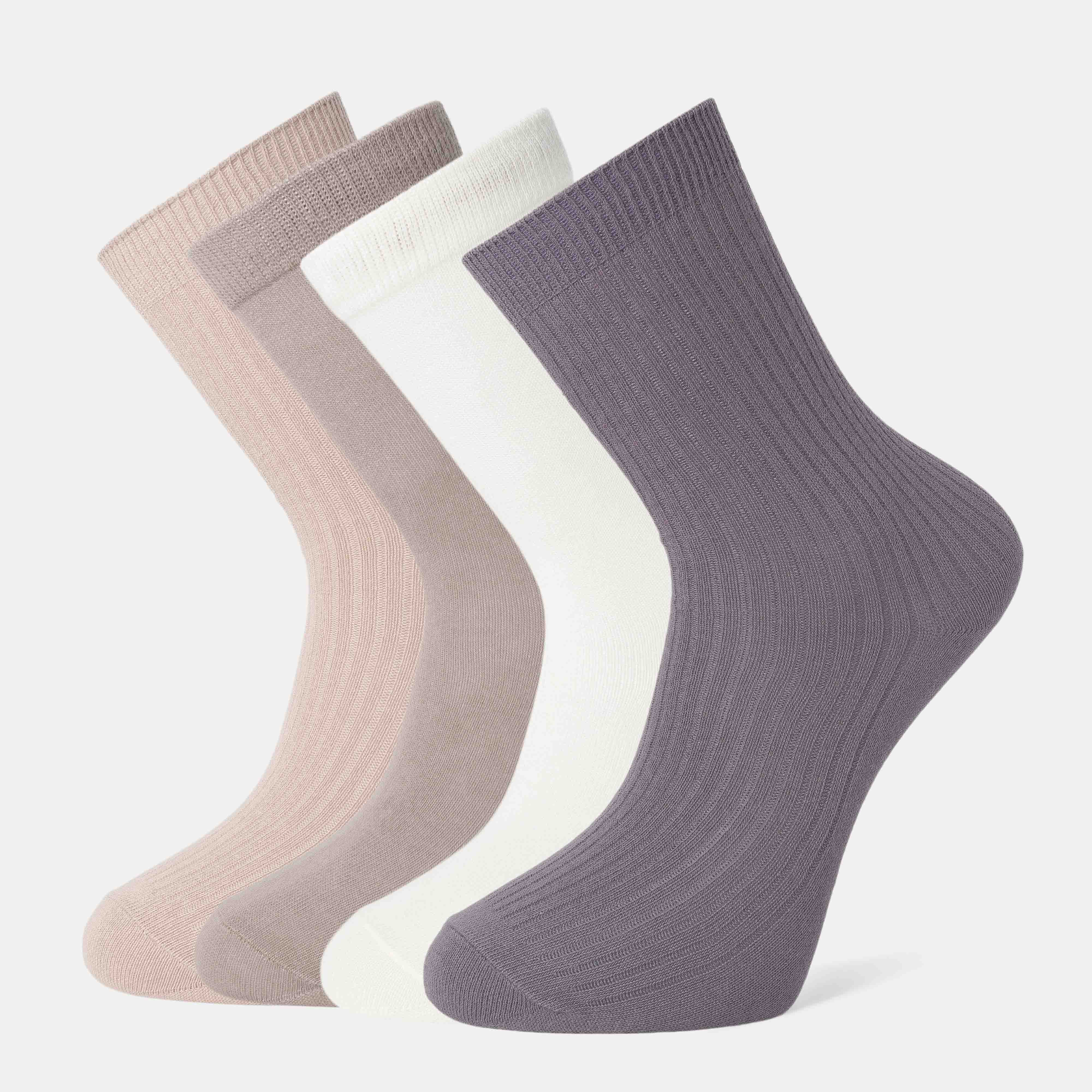 Sokker bomull x4, Pastel Rib, hi-res