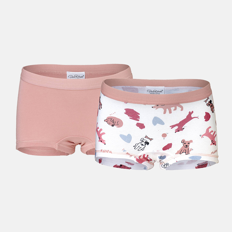 Cotton Boxer Kids Girl, White-Pink, hi-res