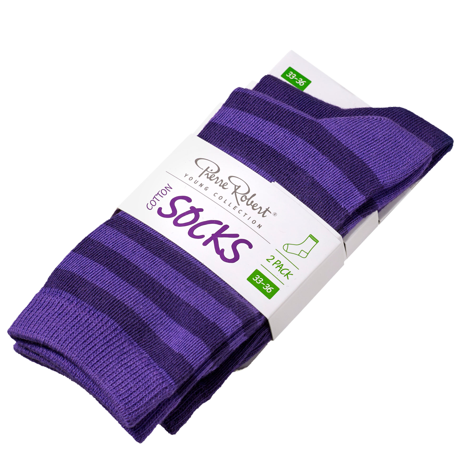 Puuvillasukat 2-pack, purple stripe, hi-res