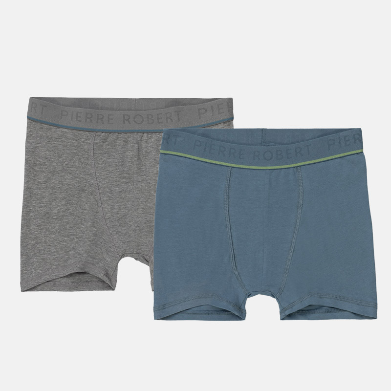 Boxershorts stor gutt, GreyMelange LapisBlue, hi-res