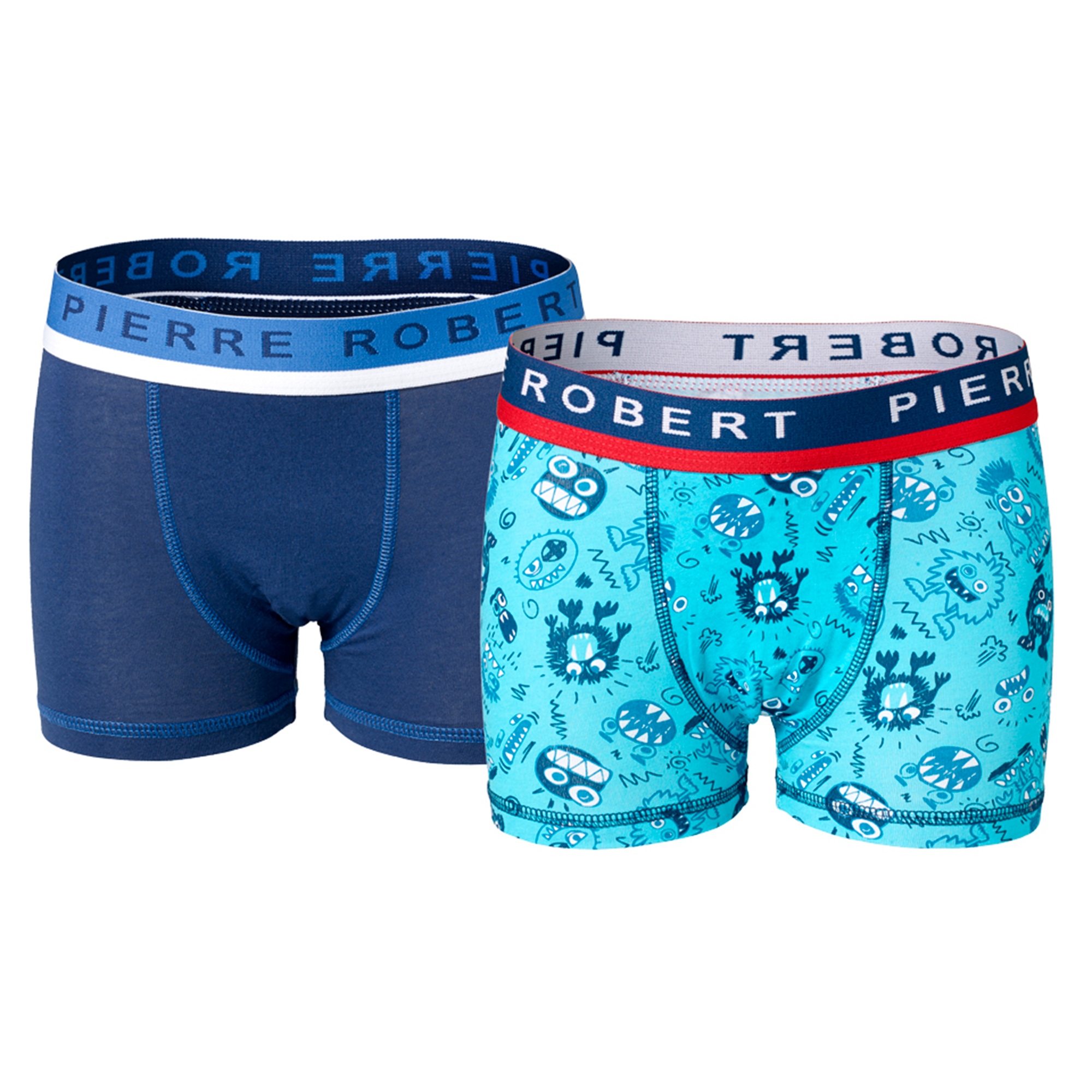 COTTON BOXER X2 Turq - navy pattern and navy, turq - navy pattern and navy, hi-res