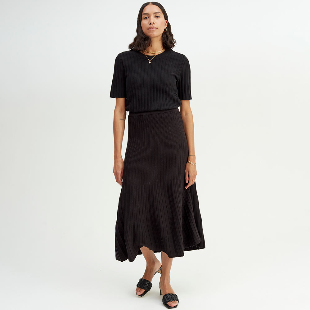 Light Knit Skirt, Black, hi-res