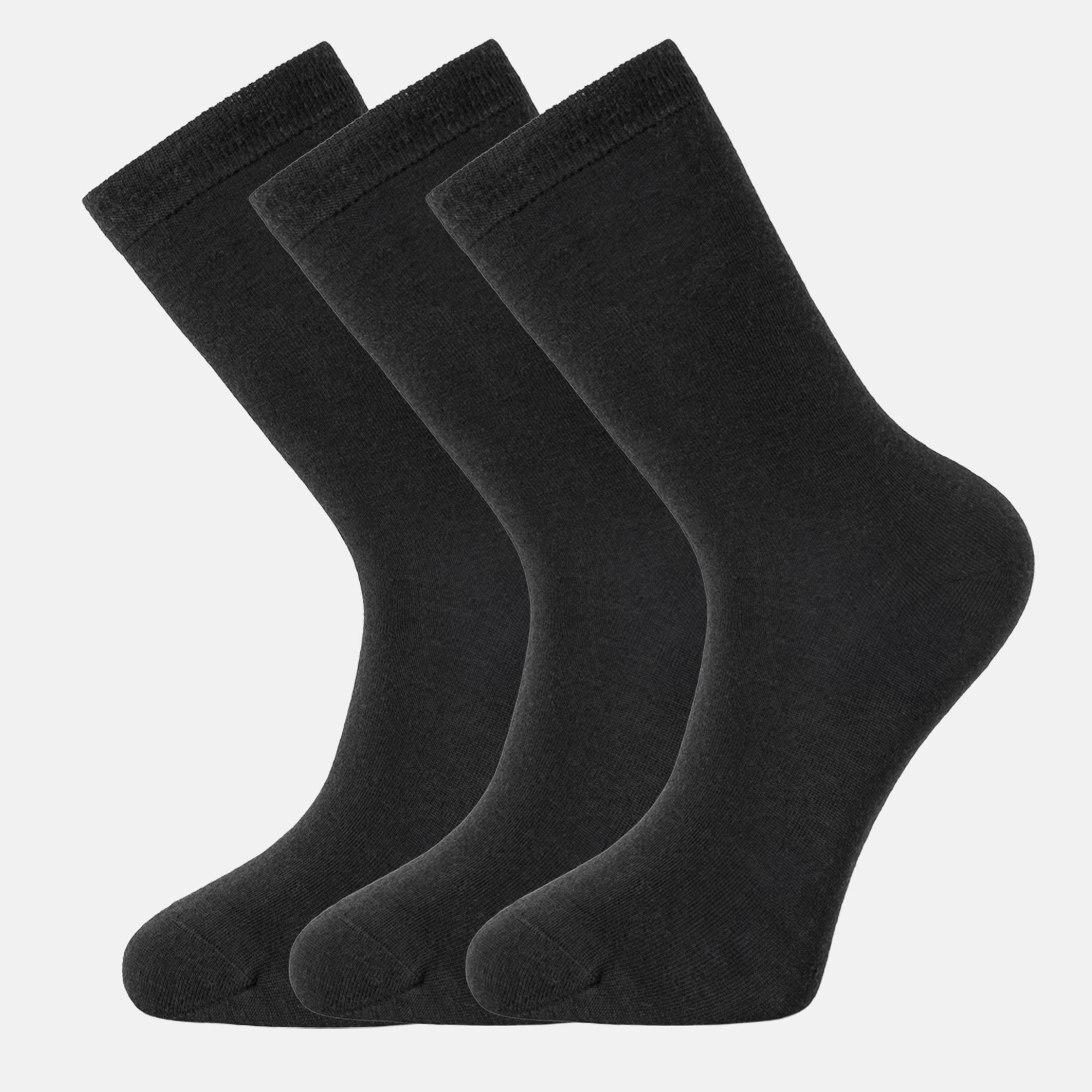 Tunna ullstrumpor 3-pack, 37-40, Black, hi-res