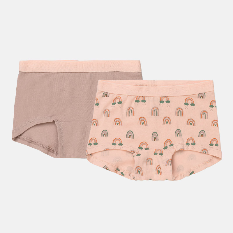 Cotton Boxer Kids Girl x2, Rosewood and Powder, hi-res