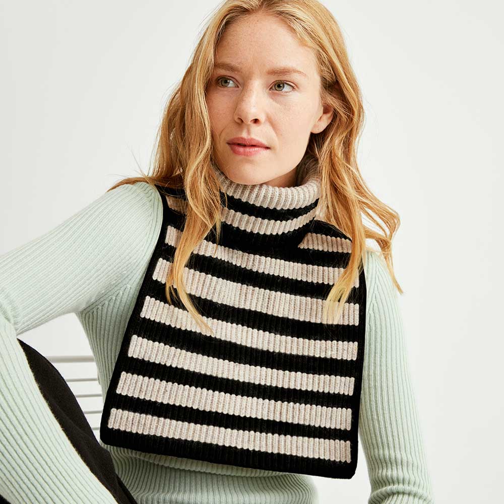 Wool Neck Rib, Black Nature Stripe, hi-res