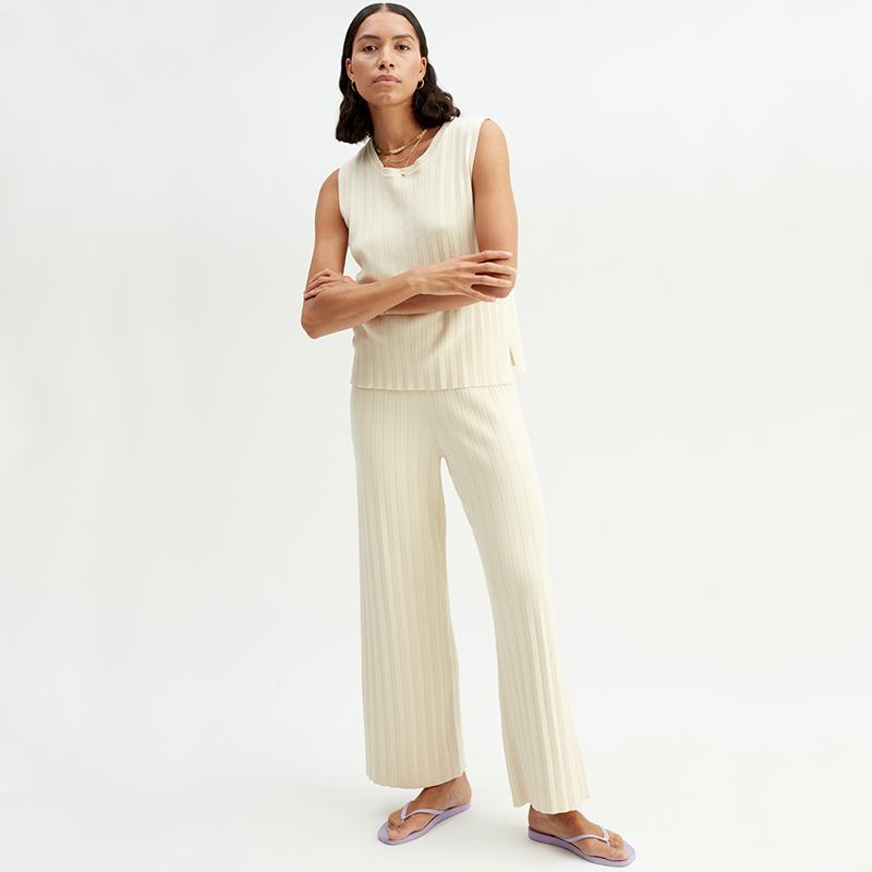 Light Knit Pants, Ecru, hi-res