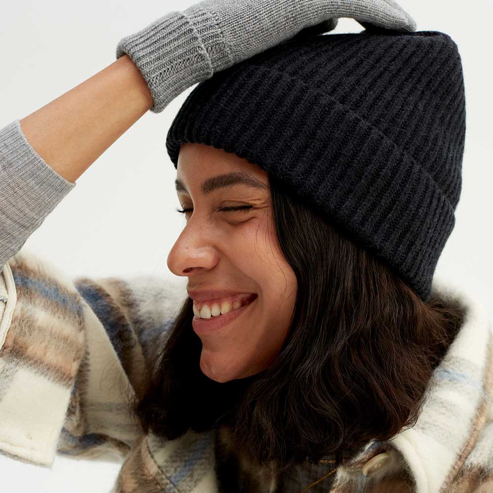 Wool Beanie, Black, hi-res