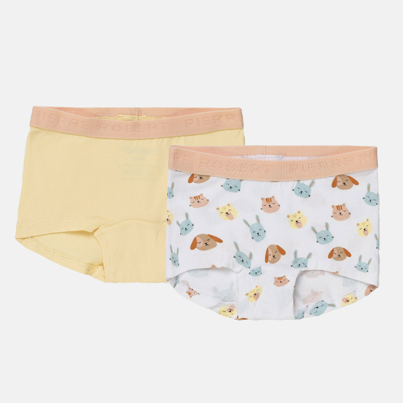 Cotton Boxer Kids Girl x2, Happy Yellow and White, hi-res