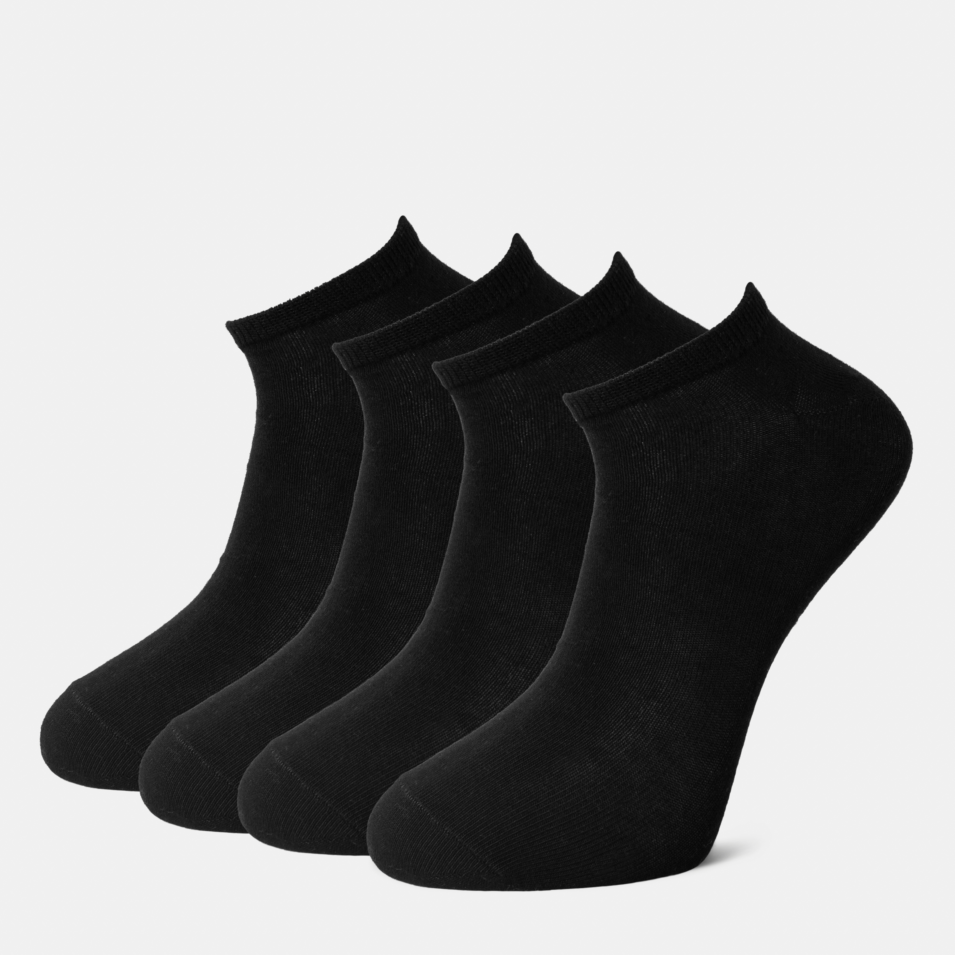 Ankelstrumpor bomull 4-pack, Black, hi-res